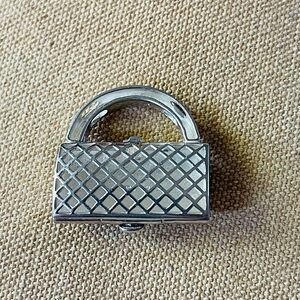 Silver Quilted Bag Charm